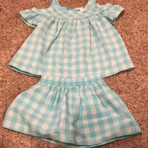 Girls plaid top and skirt set